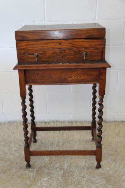 An extremely rare Victorian antique oak cutlery canteen (caddy) table stand in remarkable condition