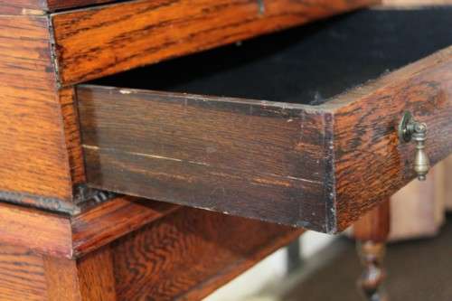 An extremely rare Victorian antique oak cutlery canteen (caddy) table stand in remarkable condition