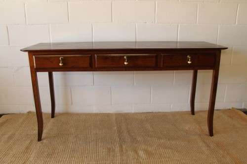 Spectacular teak buffet console/hall table with three spacious drawers in remarkable condition
