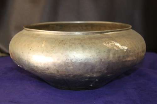 A beautiful large round "hand chased" metal bowl - made in India; in very good condition