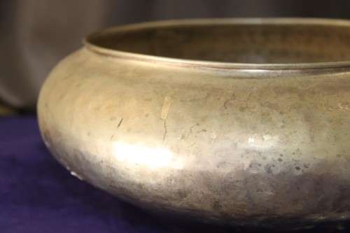 A beautiful large round "hand chased" metal bowl - made in India; in very good condition