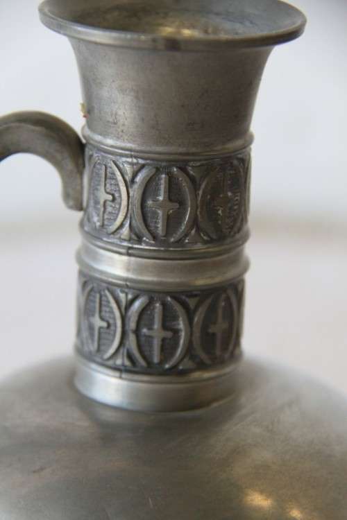 An awesome vintage pewter Haugrud jug/ pitcher with ornate detailing made in Norway