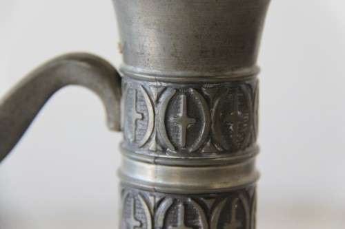 An awesome vintage pewter Haugrud jug/ pitcher with ornate detailing made in Norway