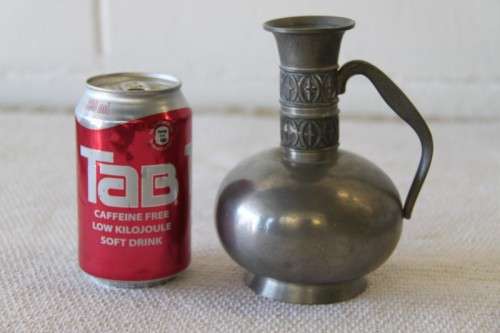 An awesome vintage pewter Haugrud jug/ pitcher with ornate detailing made in Norway