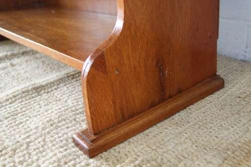An incredible vintage solid oak roll top writing bureau with pull out writing top - very compact!