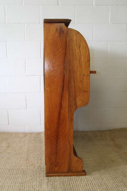 An incredible vintage solid oak roll top writing bureau with pull out writing top - very compact!
