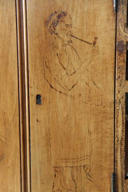 An incredible rare antique German Art Nouveau Apothecary wall cabinet with stunning carved detailing