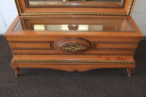 A spectacular X-large yellow wood Cheval mirror with gold gild carved & beading detailing - WOW!!!