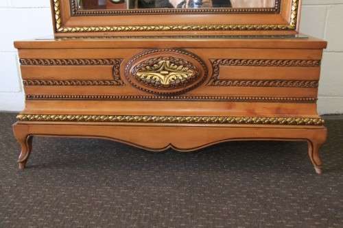 A spectacular X-large yellow wood Cheval mirror with gold gild carved & beading detailing - WOW!!!