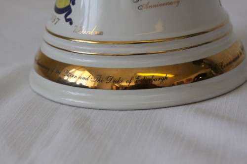 An exceptionally rare "Bells 8 year" Queen Elizabeth's 50th Anniversary commemorative decanter