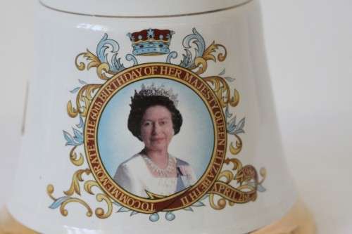 A rare "Bells Blended Scotch Whisky" Queen Elizabeth's 60th birthday commemorative decanter