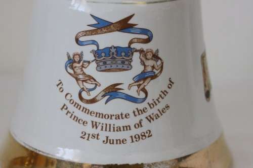 A rare full 1982 Bells Blended Scotch Whisky Birth of Prince William of Wales commemorative decanter