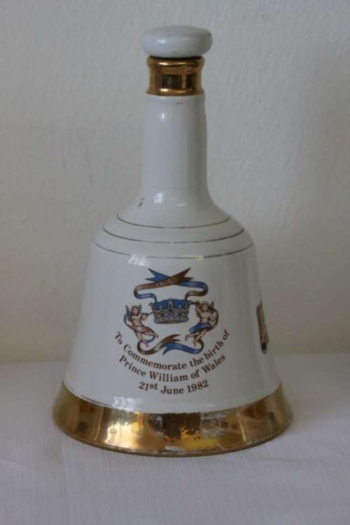 A rare full 1982 Bells Blended Scotch Whisky Birth of Prince William of Wales commemorative decanter