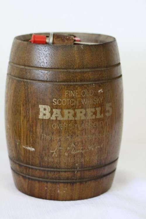 An extremely rare 1975 "Barrel 5" 5-year old "Fine Old Scotch Whisky" sealed whisky barrel decanter