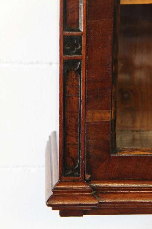 A spectacular antique Regency Apothecary Wall Cabinet w Walnut and Ebony wood inlay detailing