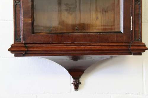 A spectacular antique Regency Apothecary Wall Cabinet w Walnut and Ebony wood inlay detailing