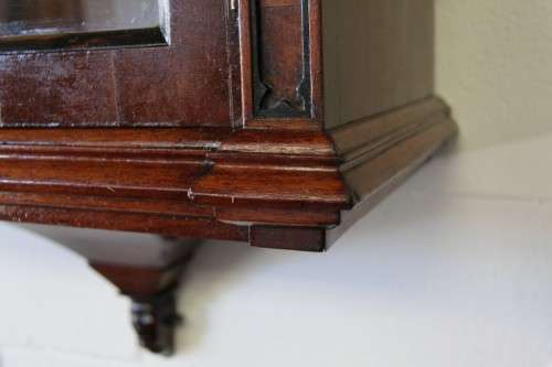 A spectacular antique Regency Apothecary Wall Cabinet w Walnut and Ebony wood inlay detailing