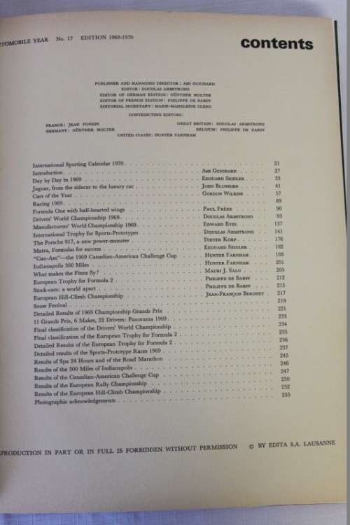 A rare original collectable ''automobile year 1969 edition (Annual automobile review)'' ISSUE #17