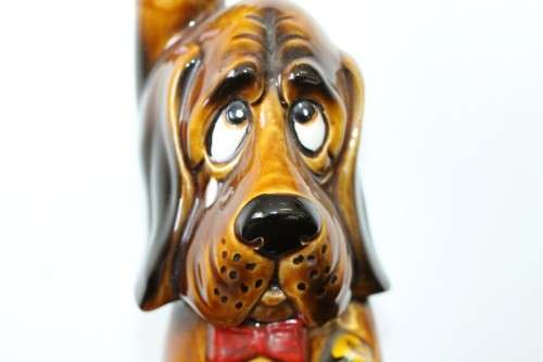An awesome vintage "stoneware" Dog character decanter with a cork lined stopper
