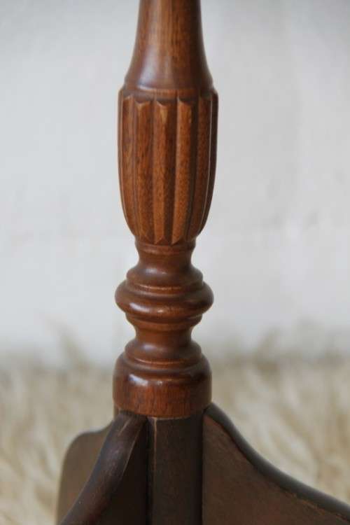 Two magnificent antique Victorian mahogany tri-leg occasional tables w/ leather clad tops- bid/table