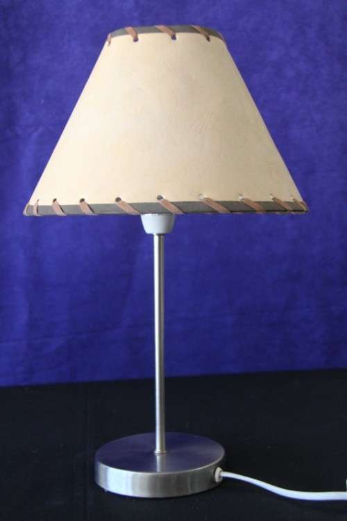 A lovely brushed steel desk/ table lamp with a stunning shade in incredible condition