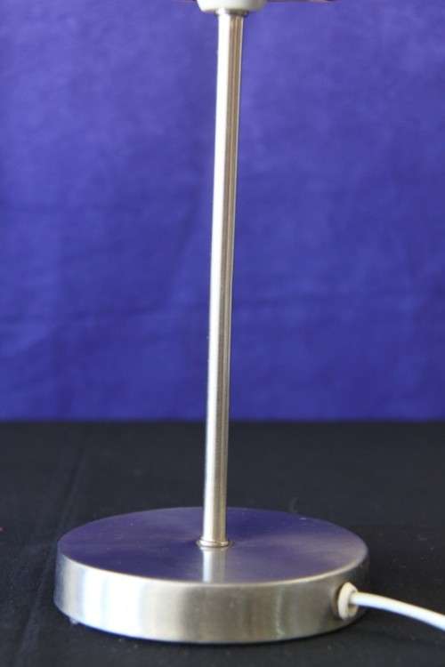 A lovely brushed steel desk/ table lamp with a stunning shade in incredible condition
