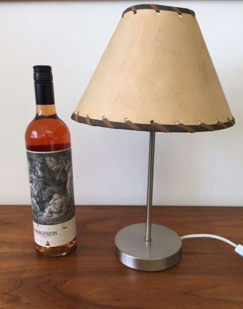A lovely brushed steel desk/ table lamp with a stunning shade in incredible condition