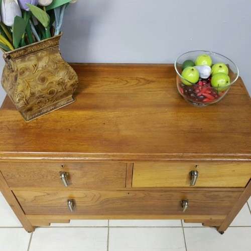 An incredible antique Art Deco "low-boy" chest of drawers with the original Art Deco handles