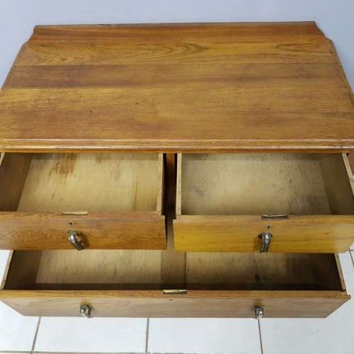An incredible antique Art Deco "low-boy" chest of drawers with the original Art Deco handles