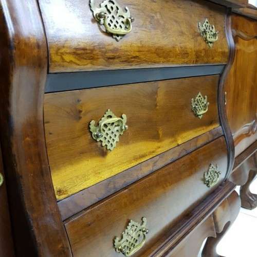 A spectacular solid Stinkwood "gabled" display Buffet Server with cutlery drawers & cupboards
