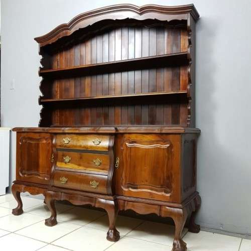 A spectacular solid Stinkwood "gabled" display Buffet Server with cutlery drawers & cupboards