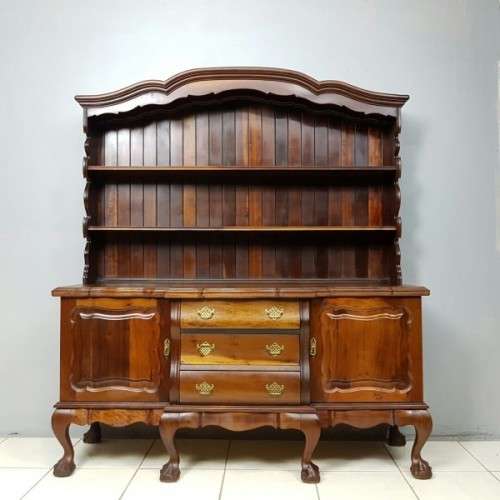 A spectacular solid Stinkwood "gabled" display Buffet Server with cutlery drawers & cupboards