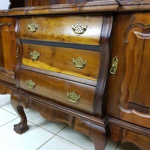 A spectacular solid Stinkwood "gabled" display Buffet Server with cutlery drawers & cupboards