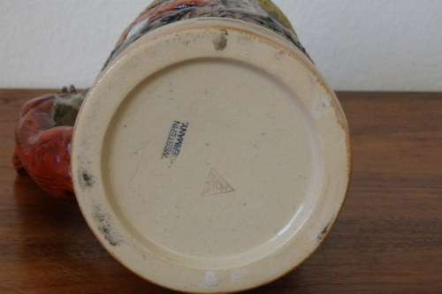A fabulous vintage German made stoneware (lidded) Stein w/ traditional hand glazed detailing