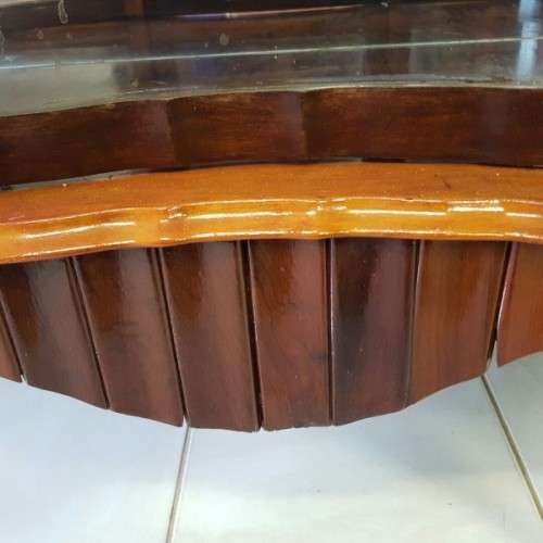 A beautiful antique curved glass ball & claw showcase w/ shelves, all glass intact!!! Exquisite!!!