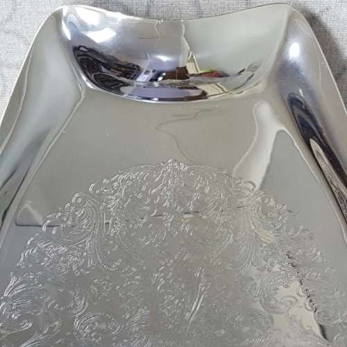 A beautiful large Rhodesian "double-handle" engraved silver plated serving/ snack tray