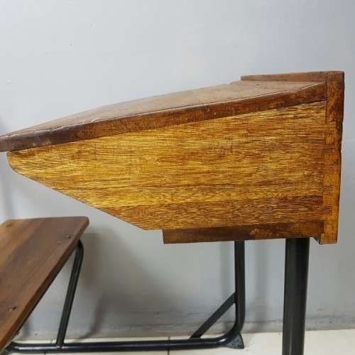 An awesome vintage/ antique? solid teak school desk in wonderful condition