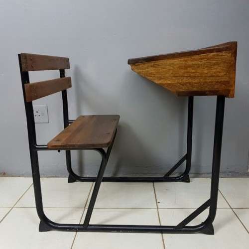 An awesome vintage/ antique? solid teak school desk in wonderful condition