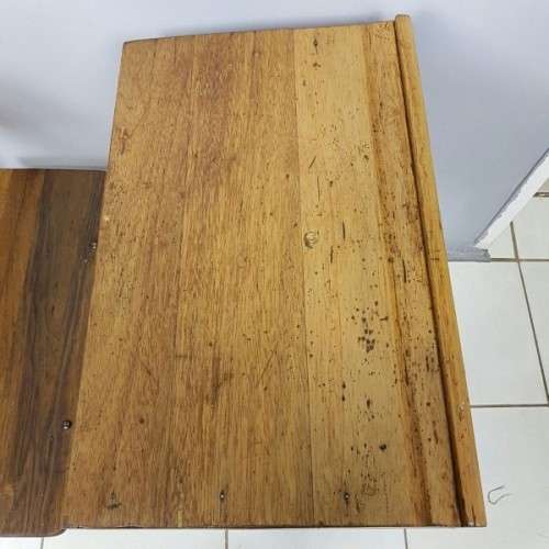An awesome vintage/ antique? solid teak school desk in wonderful condition