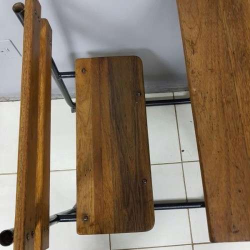 An awesome vintage/ antique? solid teak school desk in wonderful condition