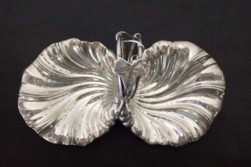 An incredible antique Art Nouveau silver plated double-dish entree server w/ twined grapevine detail