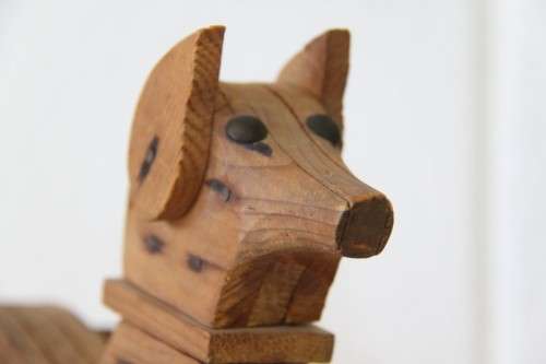 Awesome antique (1922) hand made wooden dog toy w/ articulating limbs in great condition - RS17Sale