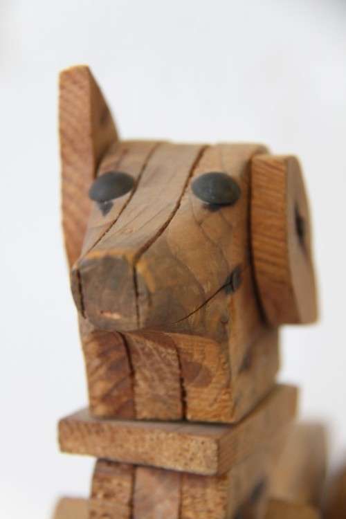 Awesome antique (1922) hand made wooden dog toy w/ articulating limbs in great condition - RS17Sale