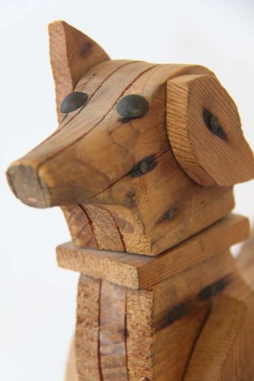 Awesome antique (1922) hand made wooden dog toy w/ articulating limbs in great condition - RS17Sale