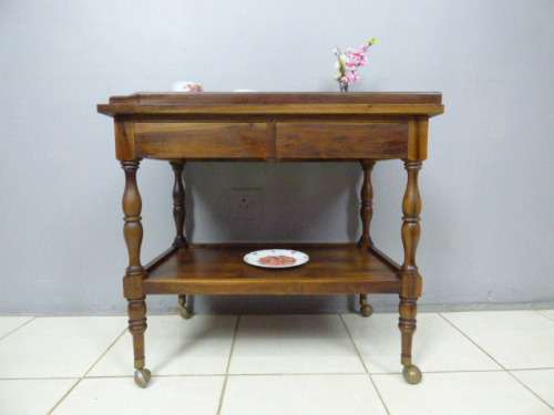 A magnificent vintage Stink wood butlers tray on castors w 2 drawers, 2 trays in fantastic condition