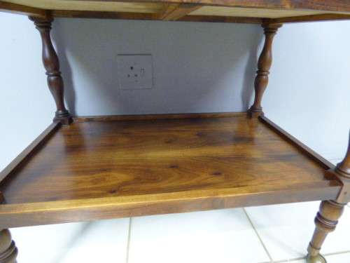 A magnificent vintage Stink wood butlers tray on castors w 2 drawers, 2 trays in fantastic condition