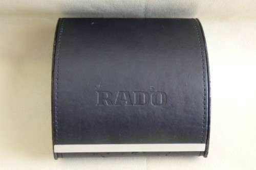 A superb gents Swiss made Rado "DiaStar" black ceramic & gold quartz watch with date display