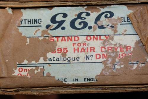 An exquisite vintage (1955) General Electric hair dryer w/ box & stand in perfect working condition