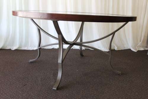 A stunning "All-Weather" patio table with bevelled glass top & 6x chairs with upholstered seats RS17