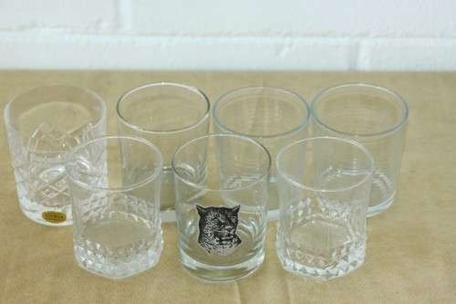 A fantastic collection of seven assorted whisky / brandy glasses incl. Klipdrift Premium;- bid/glass